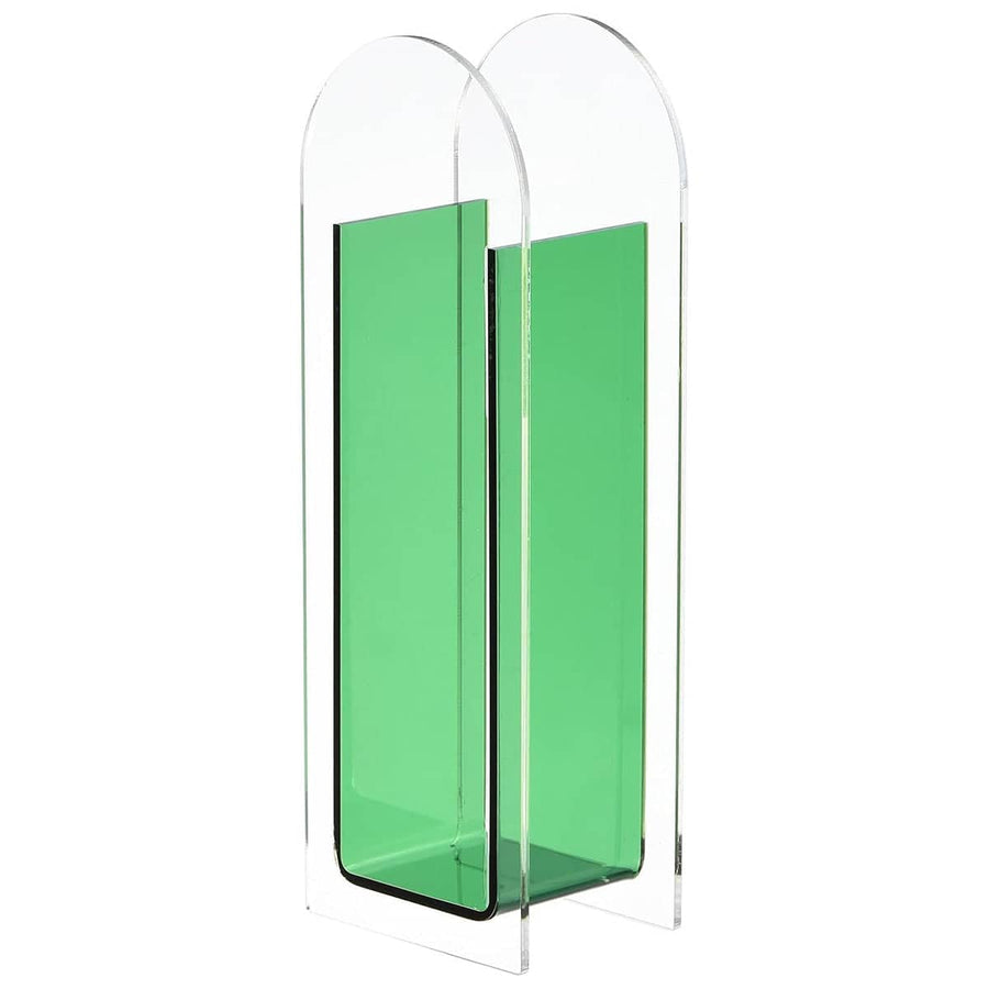 Arch Shaped Acrylic Flower Vase - Clear and Green