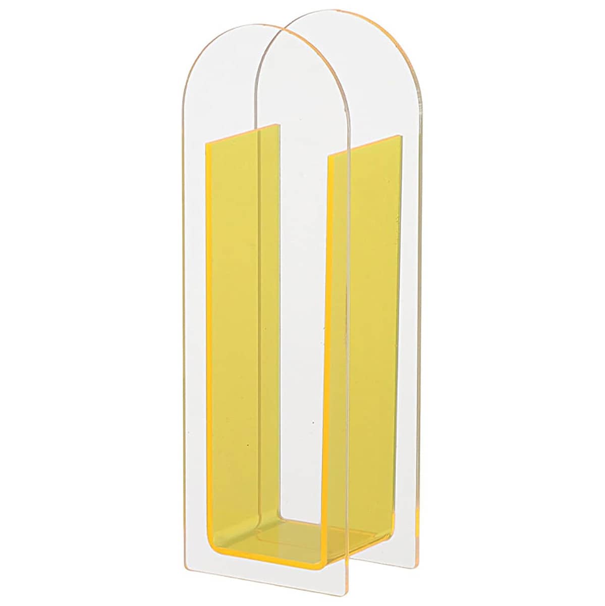 Arch Shaped Acrylic Flower Vase - Clear and Yellow