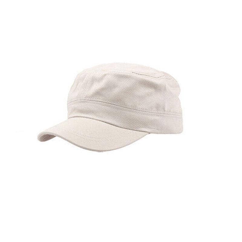 Army Plain Hat Classic Cadet Field Military Cap - Beige