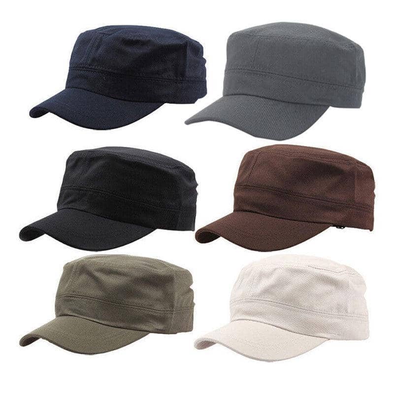 Army Plain Hat Classic Cadet Field Military Cap - Beige - view 3