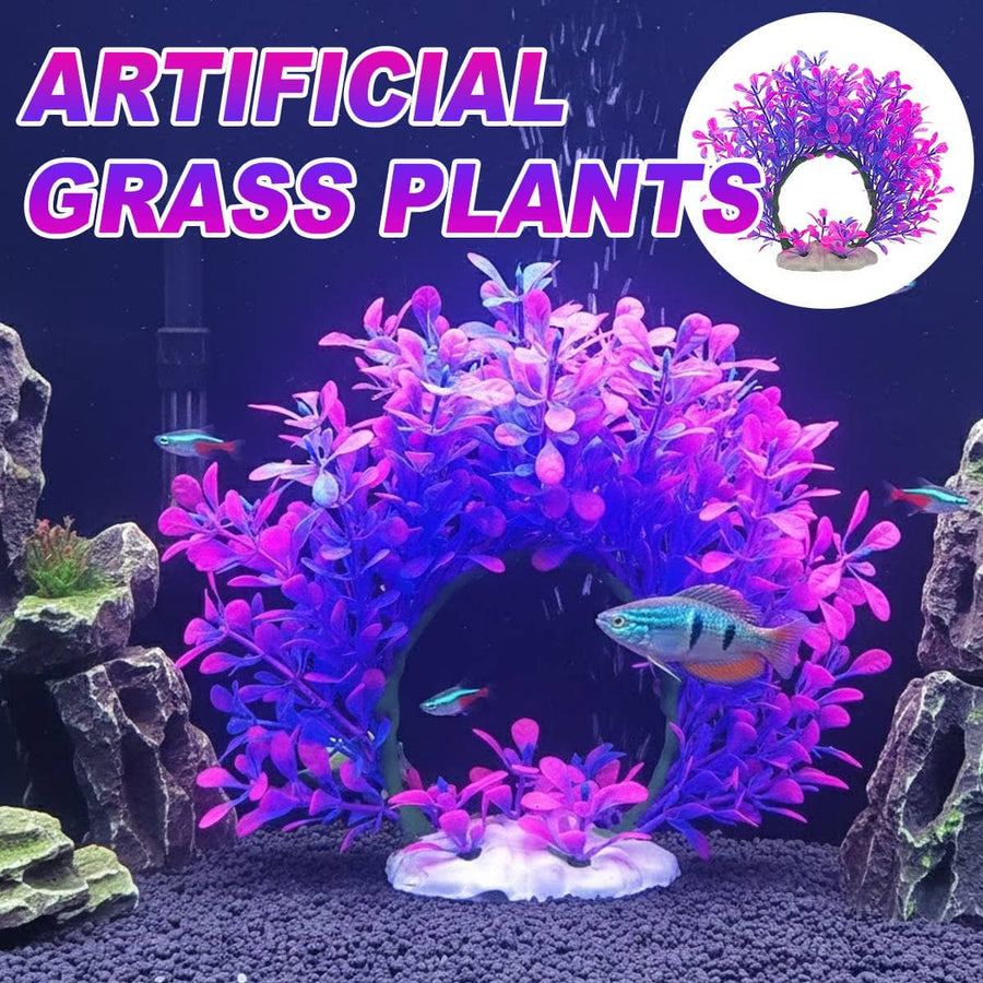 Artificial Aquarium Plant Purple Pink Arch - 19 x 17cm