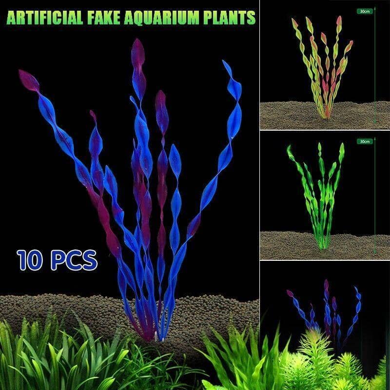Artificial Aquarium Plants Simulated Water Grass - Pack of 10, Assorted Colours