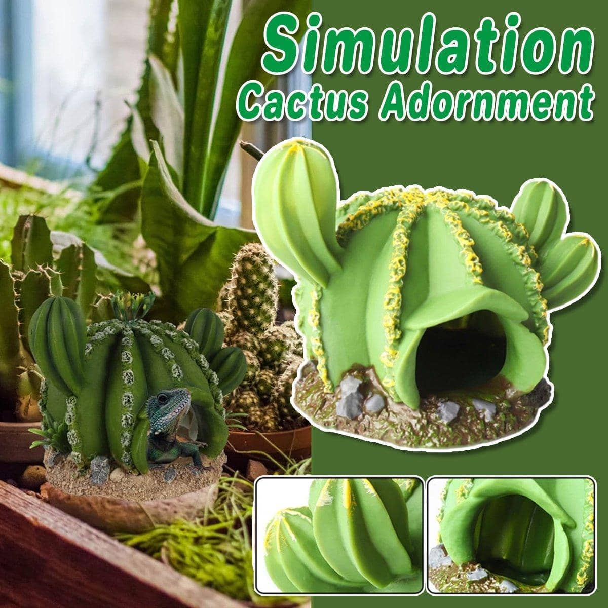 Artificial Cactus Tree Aquarium Ornament, Desert Plant Hideout for Fish Tanks