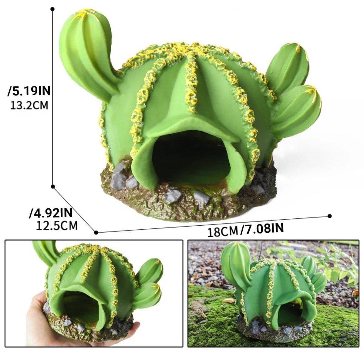 Artificial Cactus Tree Aquarium Ornament, Desert Plant Hideout for Fish Tanks - view 3