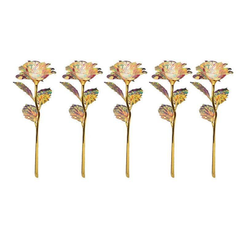 Artificial Crystal Rose Flowers with Gold Stems, 25 cm - Pack of 5 - view 2