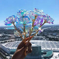 Artificial Crystal Rose Flowers with Gold Stems, 25 cm - Pack of 5 - view 4