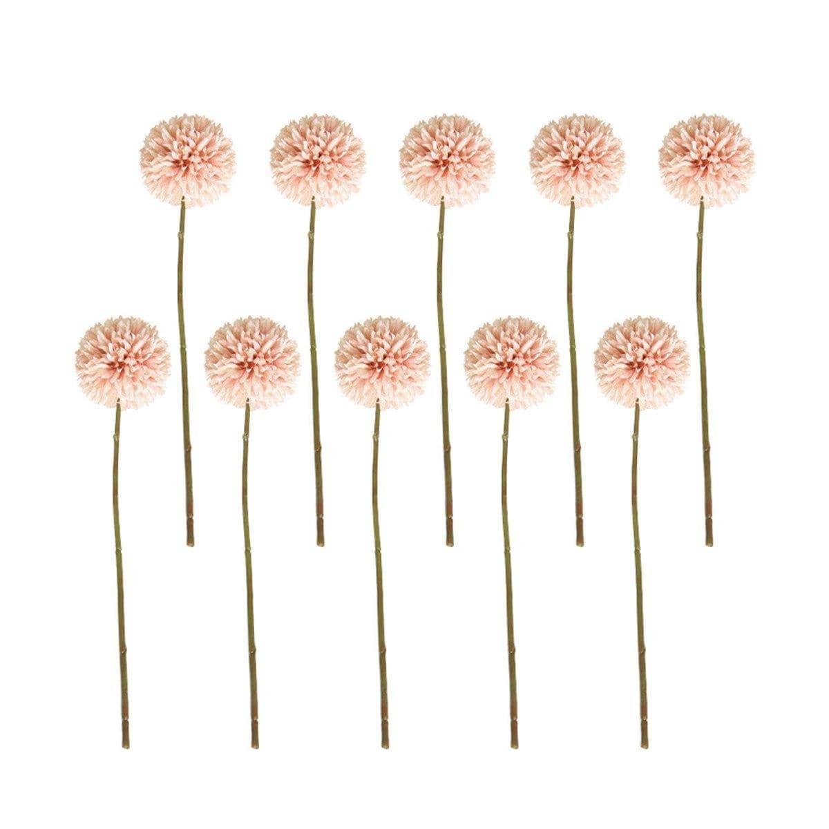 Artificial Dandelion Flowers, Set of 10 - Champagne