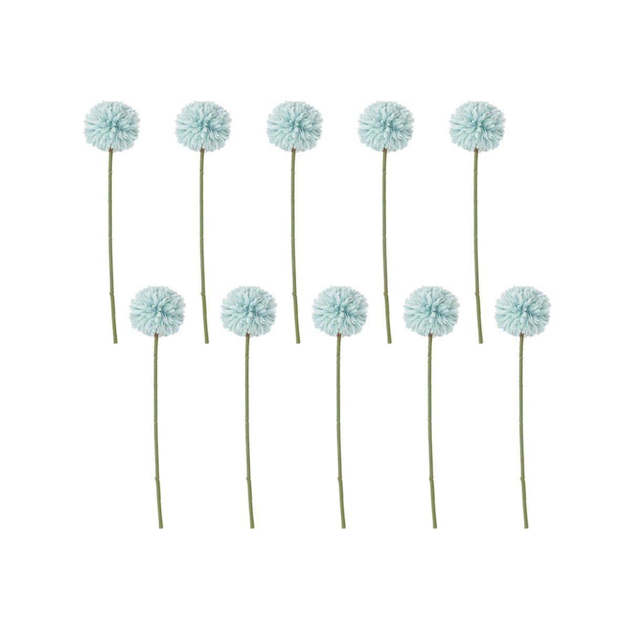 Artificial Dandelion Flowers, Set of 10 - Light Blue