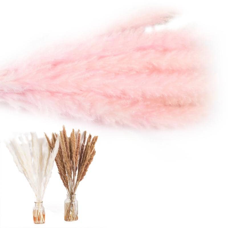 Artificial Dried Pampas Grass Flowers Bunch for Wedding Home Decor - Pink, Pack of 15 - view 3