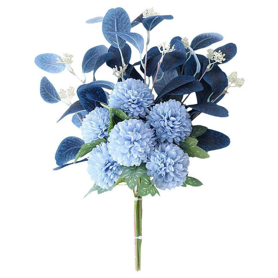 Artificial Eucalyptus and Ball Chrysanthemum Bouquet, 47 cm - Dark Blue