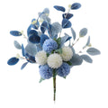 Artificial Eucalyptus and Ball Chrysanthemum Bouquet, 47 cm - White and Blue