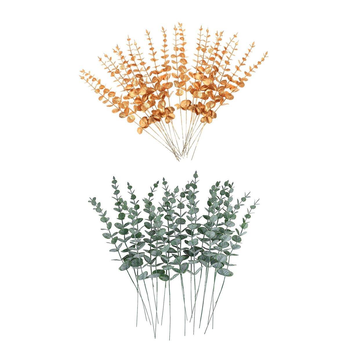Artificial Eucalyptus Branches 38 cm Pack of 20 - Gold - view 3