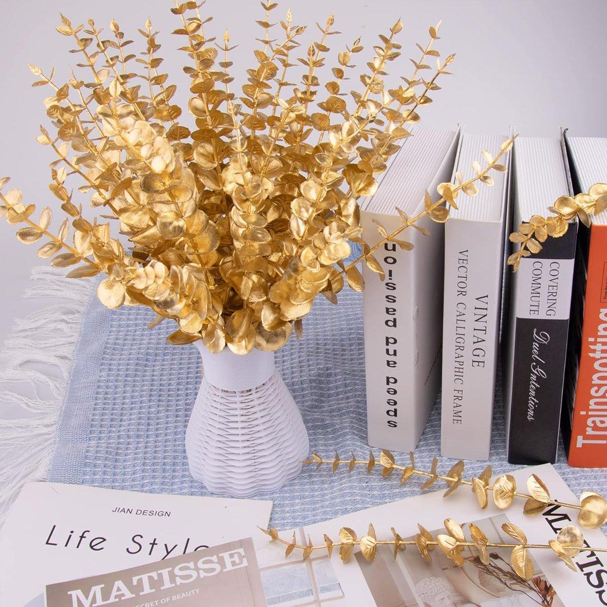 Artificial Eucalyptus Branches 38 cm Pack of 20 - Gold - view 6