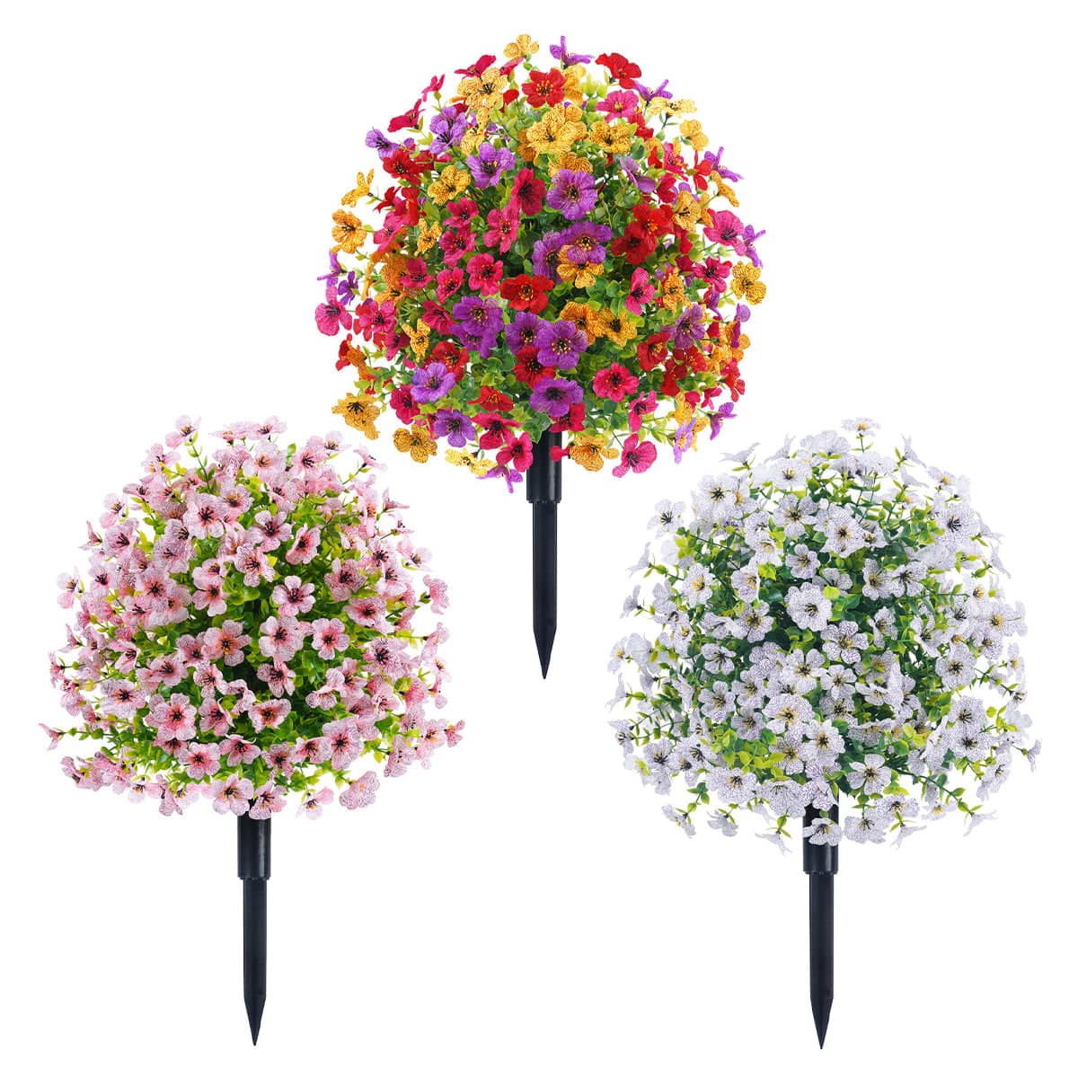 Artificial Flower Bouquet with Garden Stake - Pink - view 3