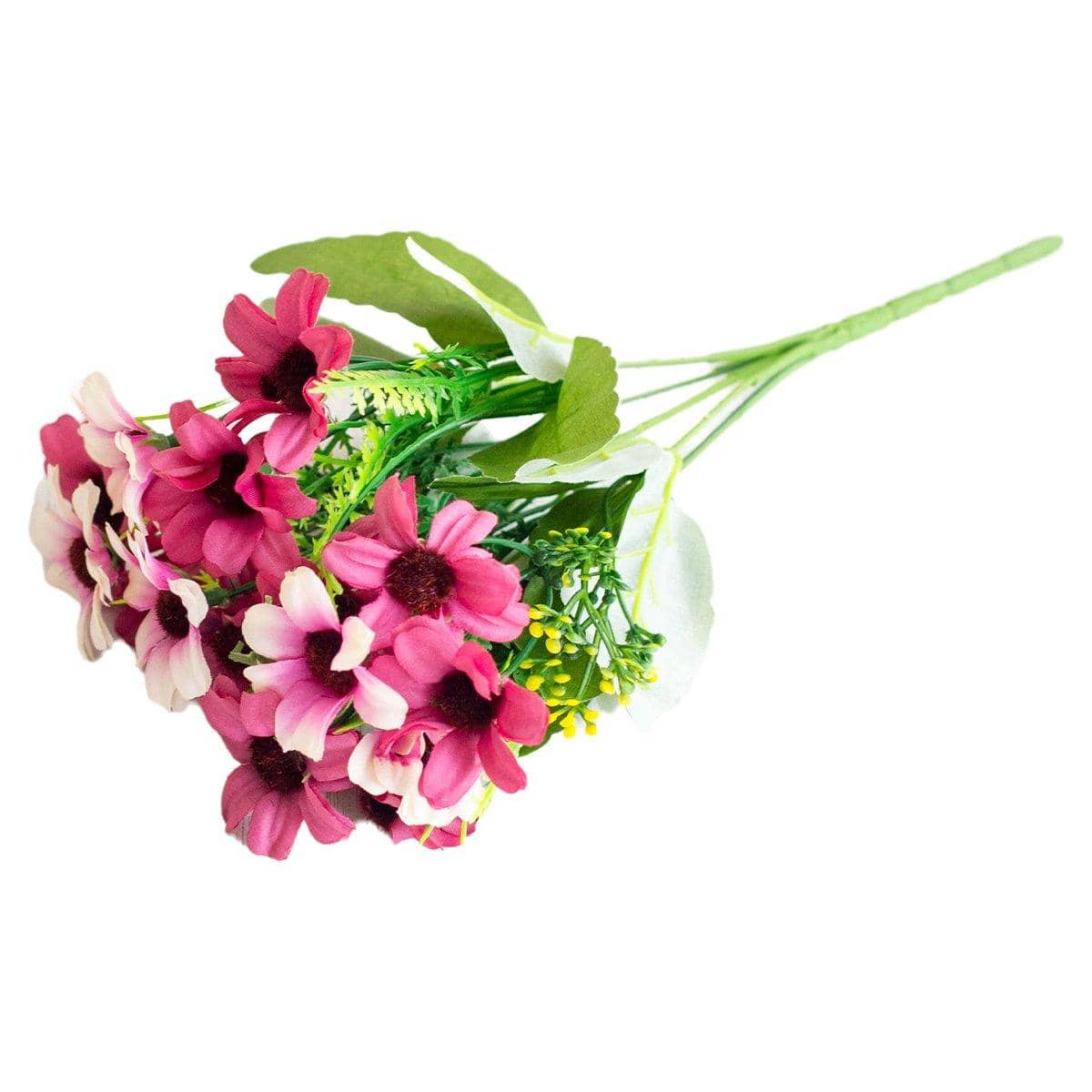 Artificial Flowers for Home Decoration - Deep Pink, Pack of 6