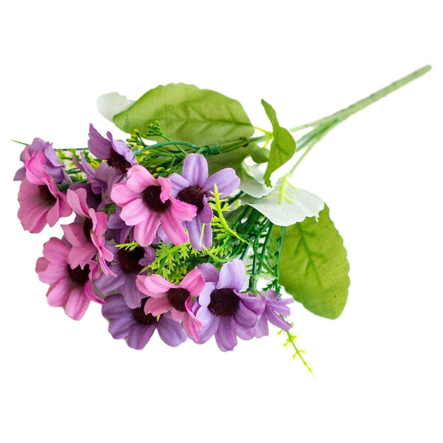 Artificial Flowers for Home Decoration - Purple and Pink, Pack of 6