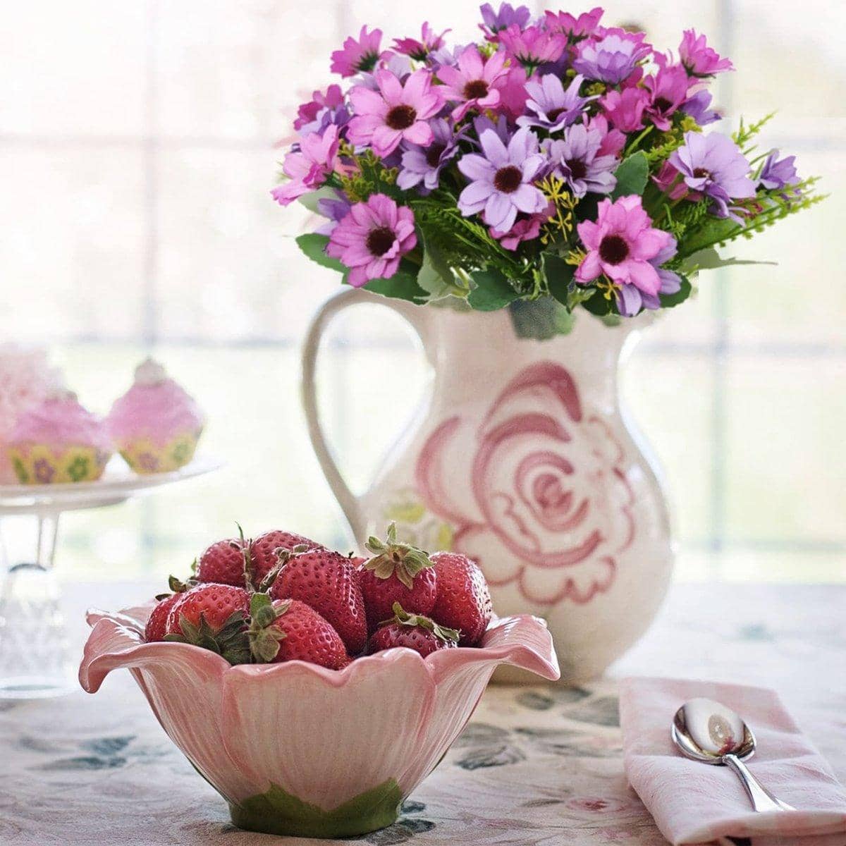 Artificial Flowers for Home Decoration - Purple and Pink, Pack of 6 - view 5