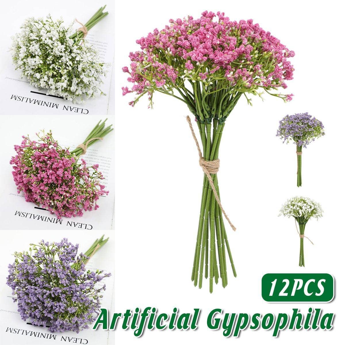 Artificial Foam Gypsophila Flower Bouquet, 12 Stems - Purple - view 2