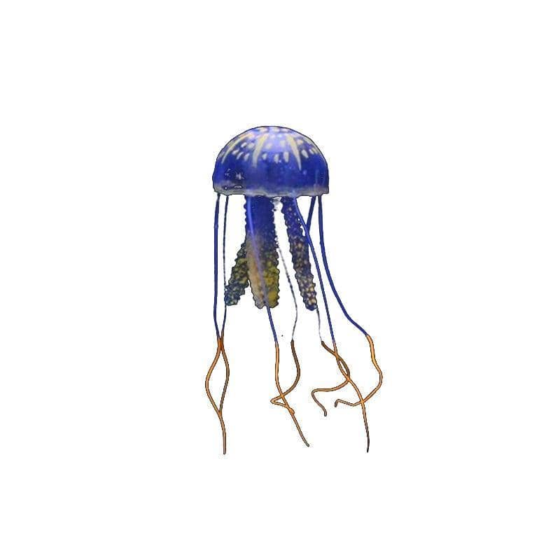 Artificial Jellyfish Fish Tank Ornament, Silicone - Blue and Orange