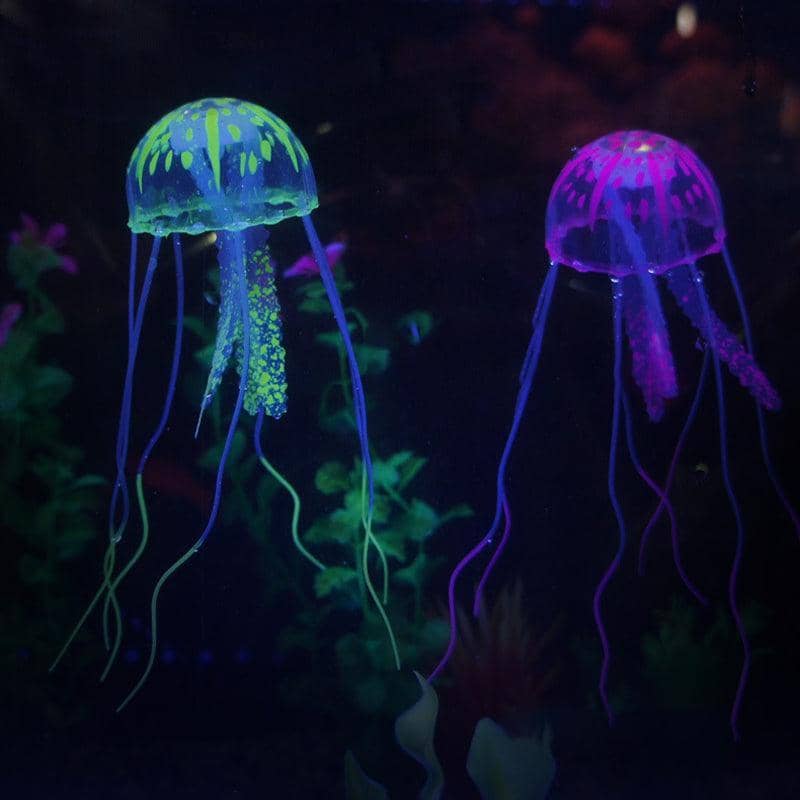 Artificial Jellyfish Fish Tank Ornament, Silicone - Blue and Orange - view 4