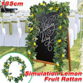 Artificial Lemon Fruit Rattan Garland with Green Leaves - 185 cm