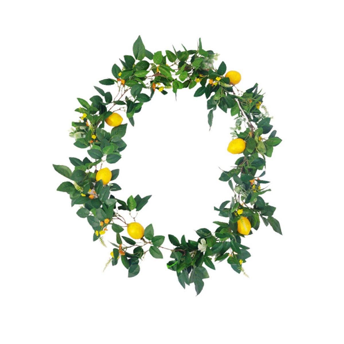 Artificial Lemon Fruit Rattan Garland with Green Leaves - 185 cm - view 2