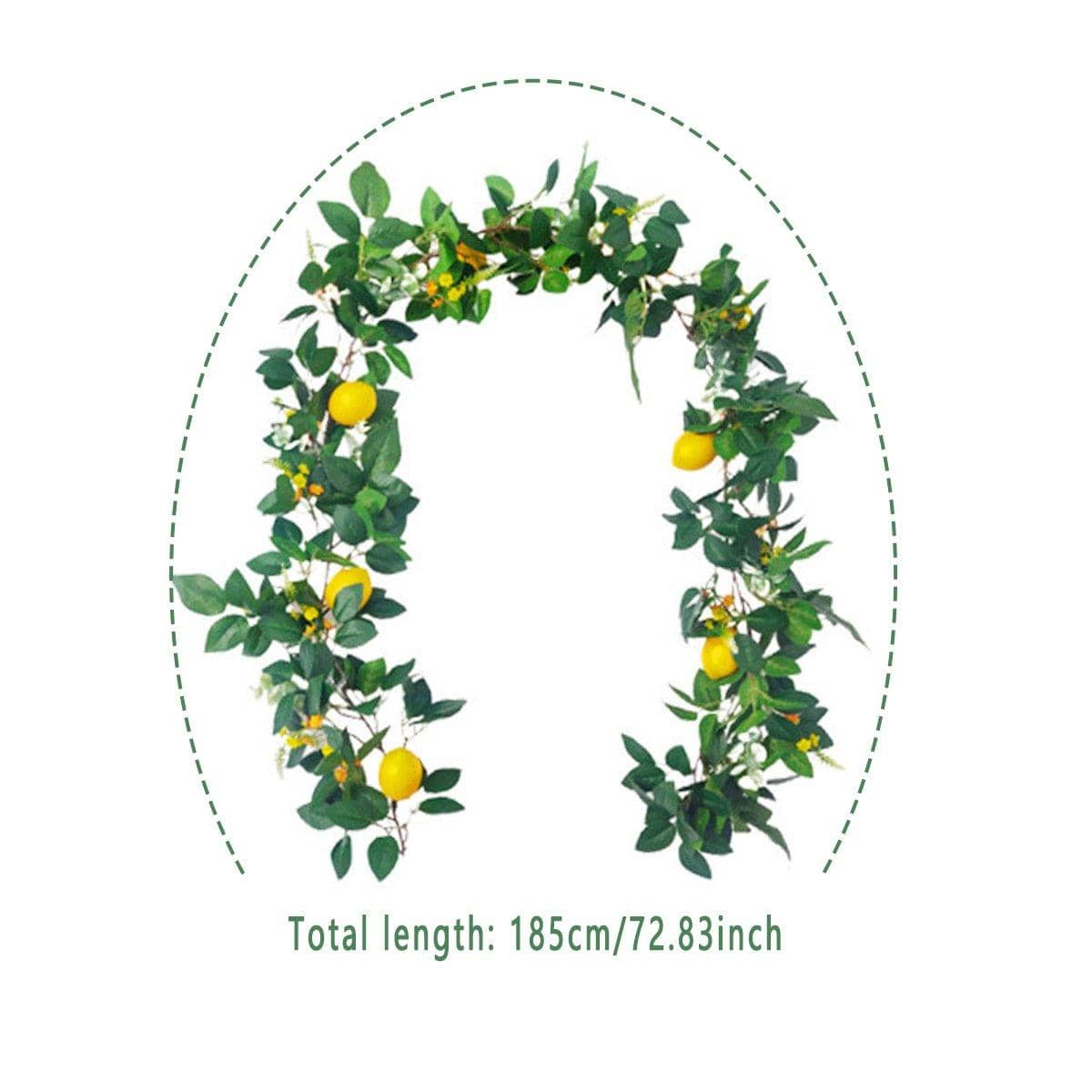 Artificial Lemon Fruit Rattan Garland with Green Leaves - 185 cm - view 3