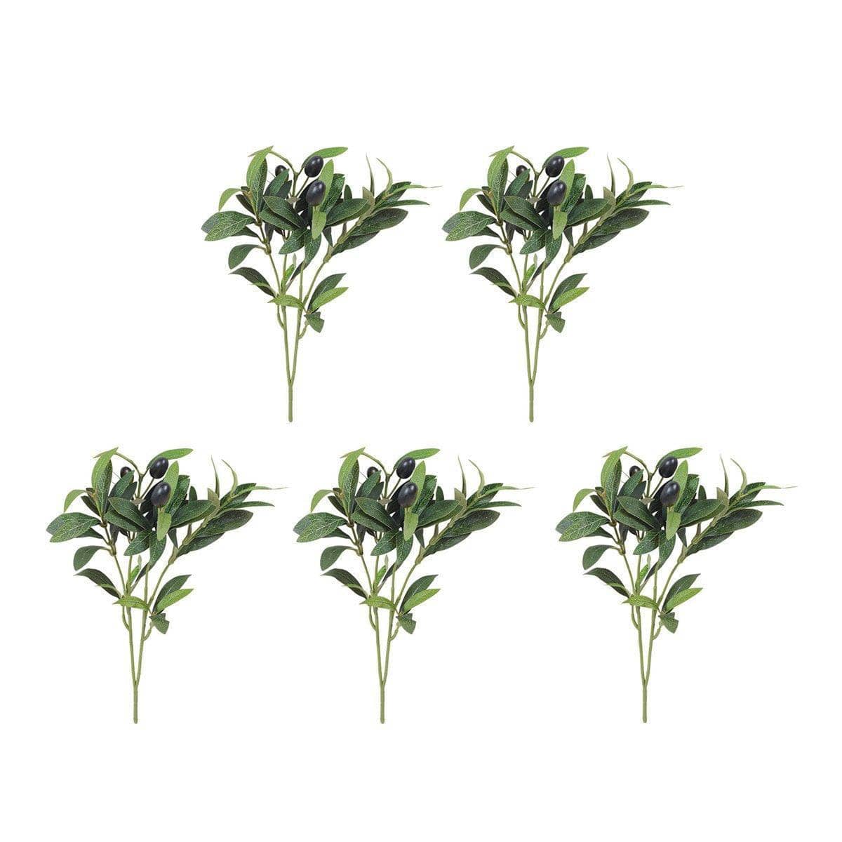 Artificial Olive Branch Greenery with Fruit for Home Decor, Pack of 5 - view 2