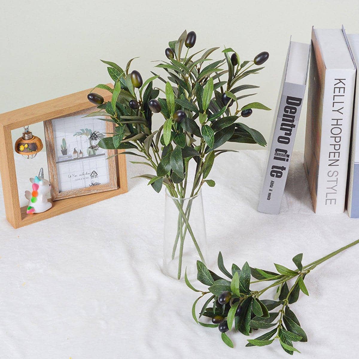 Artificial Olive Branch Greenery with Fruit for Home Decor, Pack of 5 - view 4