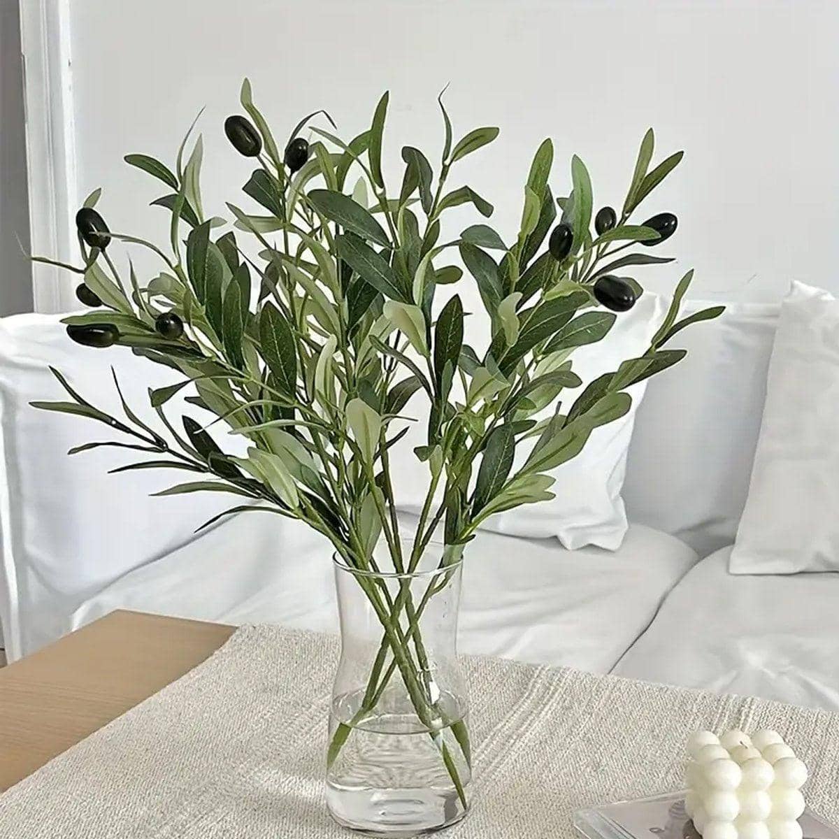 Artificial Olive Branch Greenery with Fruit for Home Decor, Pack of 5 - view 5