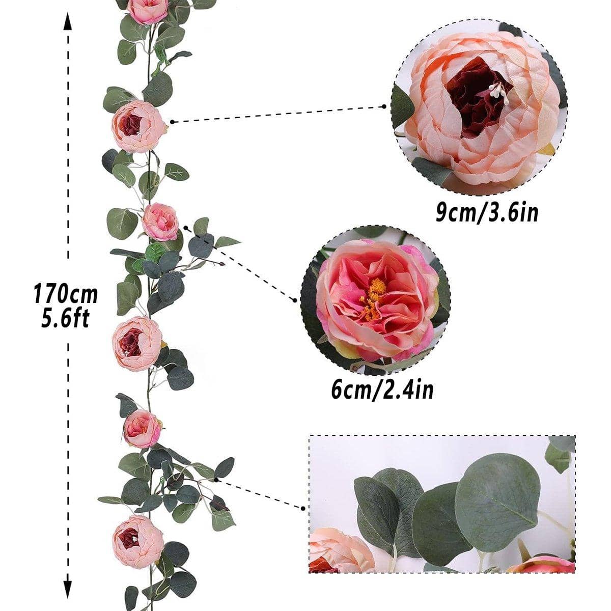 Artificial Peony Flower Rattan Vine, 170 cm for Home and Party Decor - view 3