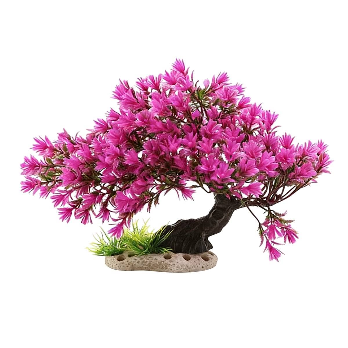 Artificial Pink Azalea Tree Aquarium Ornament Fish Tank Decoration - view 2