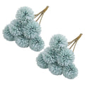 Artificial Pom Pom Flowers, Pack of 12 Stems - Light Blue