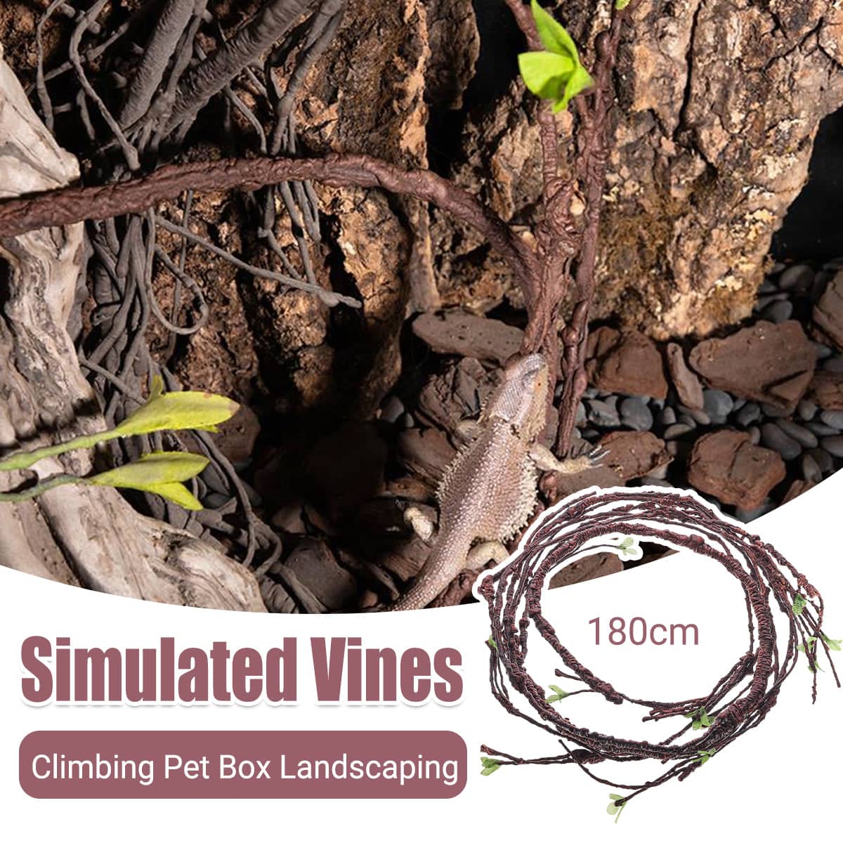 Artificial Rainforest Plant Vine 180 cm Landscaping Decor for Reptile Habitats and Gardens