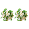 Artificial Rose Bouquets for Home Decoration, Set of 2 - White