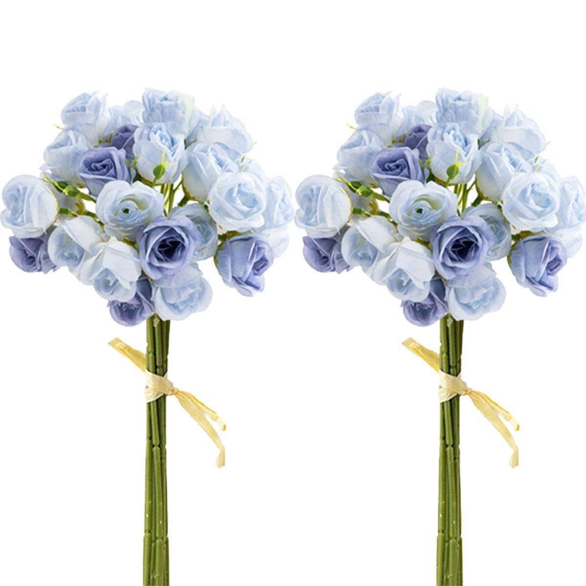 Artificial Rose Bouquets for Home and Weddings - Light Blue, Pack of 2