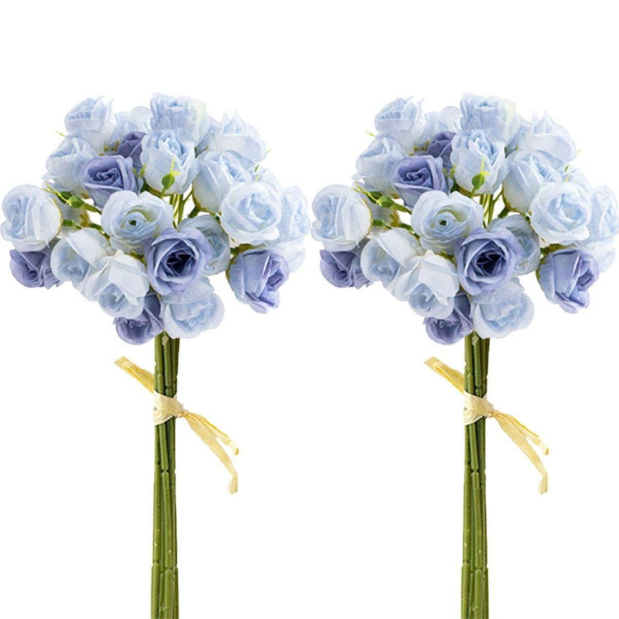 Artificial Rose Bouquets for Home and Weddings - Light Blue, Pack of 2