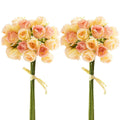Artificial Rose Bouquets for Home and Weddings - Peach Orange, Pack of 2