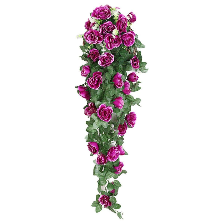 Artificial Rose Hanging Vine Garland, Set of 2 - Purple