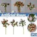 Artificial Rose Stems, 3 Pack, 7 Heads - 50cm, Multicolour