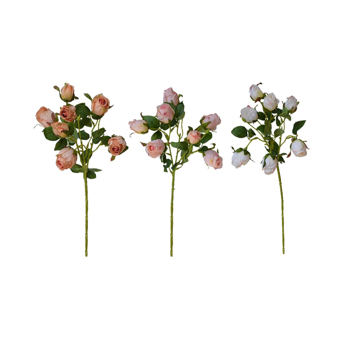 Artificial Rose Stems, 3 Pack, 7 Heads - 50cm, Multicolour - view 2