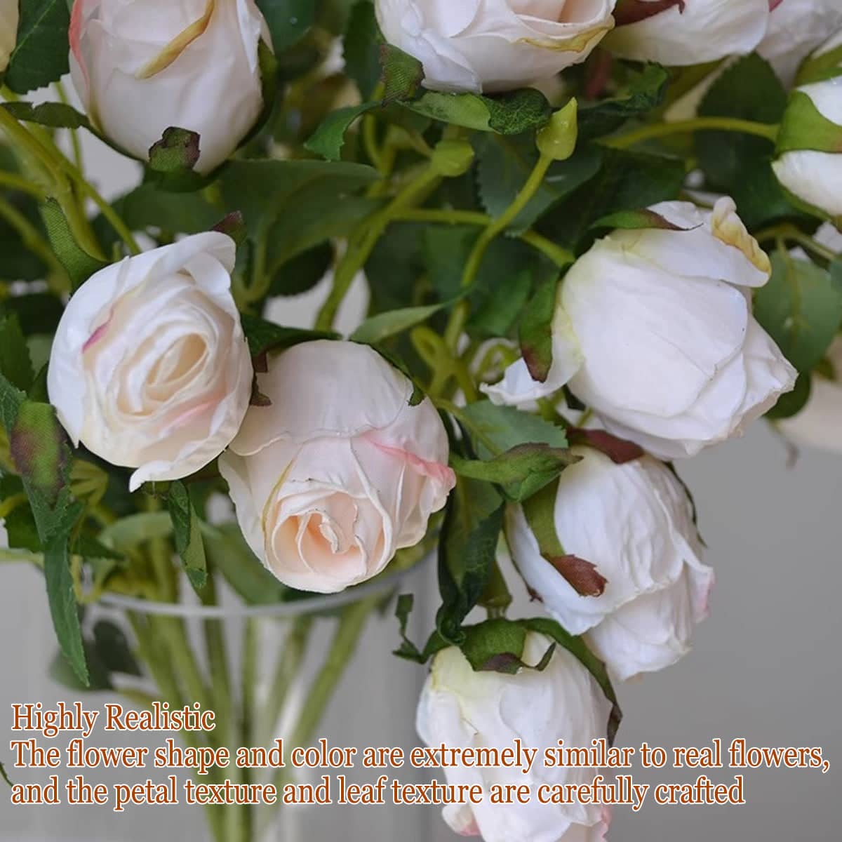Artificial Rose Stems, 3 Pack, 7 Heads - 50cm, Multicolour - view 4