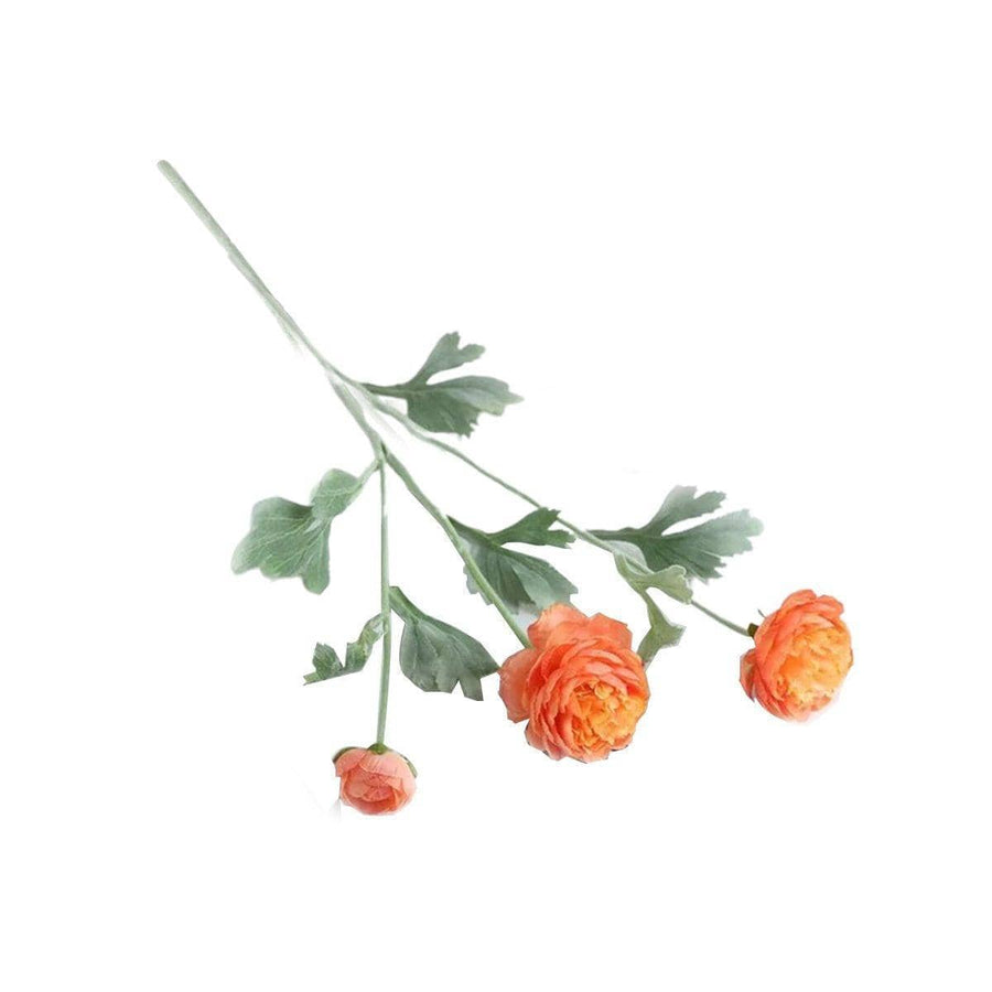 Artificial Silk Peony Flowers, 5 Stems - Orange