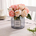 Artificial Silk Rose Bouquet, 12 Heads - Blush and Plum - view 5