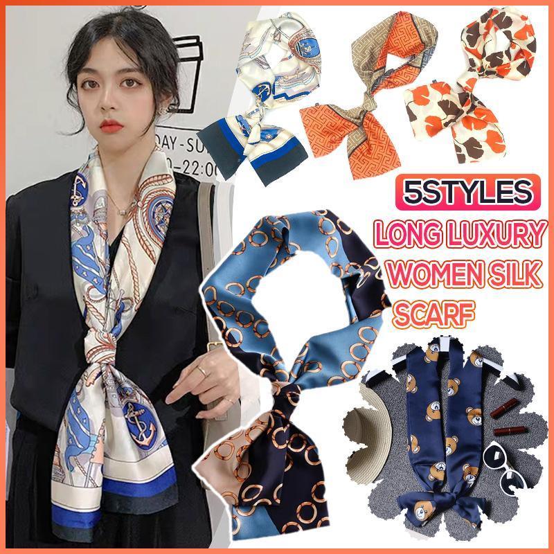 Artificial Silk Square Scarf 58 x 58 cm - Cream and Blue Nautical Print - view 2