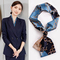 Artificial Silk Square Scarf 58 x 58 cm - Cream and Blue Nautical Print - view 3