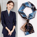 Artificial Silk Square Scarf 58 x 58 cm - Cream Leaf Print with Orange and Brown - view 3