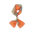 Artificial Silk Square Scarf 58 x 58 cm - Orange and Tan Geometric Print