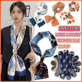 Artificial Silk Square Scarf 58 x 58 cm - Orange and Tan Geometric Print - view 2