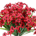 Artificial Spring Grass Flowers for Home Decor, Pack of 12 - Red